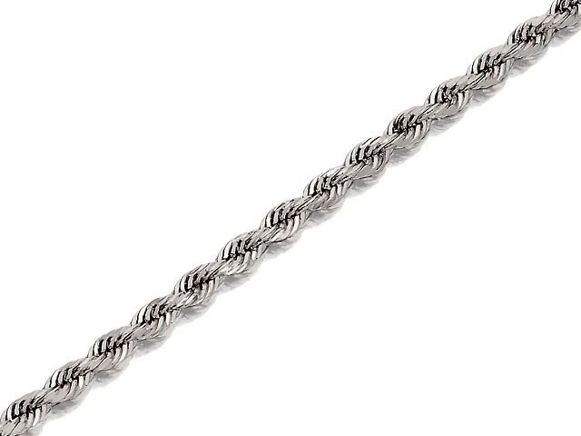 9ct White Gold 2mm Wide Hollow Rope Chain - 18in - R9211 1 9ct White Gold 2mm Wide Hollow Rope Chain - 18in - R9211