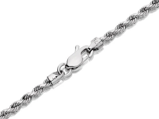9ct White Gold 2mm Wide Hollow Rope Chain - 18in - R9211 2 9ct White Gold 2mm Wide Hollow Rope Chain - 18in - R9211 - Image 2