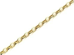 9ct Gold 4mm Wide Oval Hollow Belcher Chain - 18in - R9320