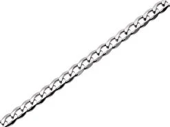 9ct White Gold 2mm Wide Solid Flat Curb Chain - 18in - R9644