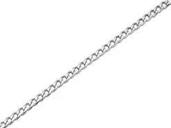 9ct White Gold 2mm Wide Solid Flat Curb Chain - 20in - R9645