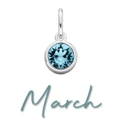 Silver Light Blue Cubic Zirconia Birthstone Charm - March - Z4203