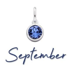 Silver Blue Cubic Zirconia Birthstone Charm - September - Z4209