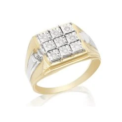 9ct Two Colour Gold Diamond Ring - 10pts - Size O Only - Z5038