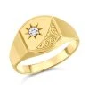 9ct Gold Diamond Signet Ring - Size U Only - Z5104