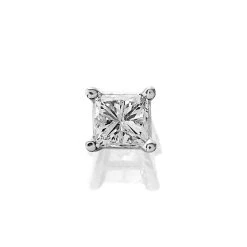 14ct White Gold Princess Cut Diamond Solitaire Single Stud Earring - 1/4ct - Z5148